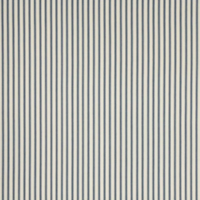 Schumacher Sample - Schumacher Marquet Ticking Stripe Fabric in Navy For Sale - Image 4 of 4