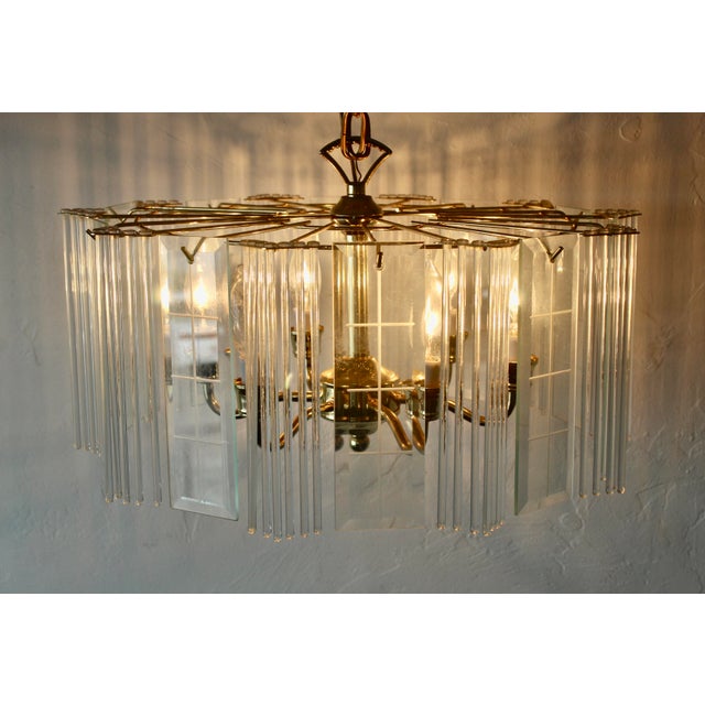 1970s Sciolari Style Glass Rod Beveled Glass Panel Chandelier For Sale - Image 18 of 18
