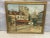 Vintage Paris Hand painting oil framed in a gilded wood, depicts Paris Sacre Coeur L'auberge du village " la Boheme". and...