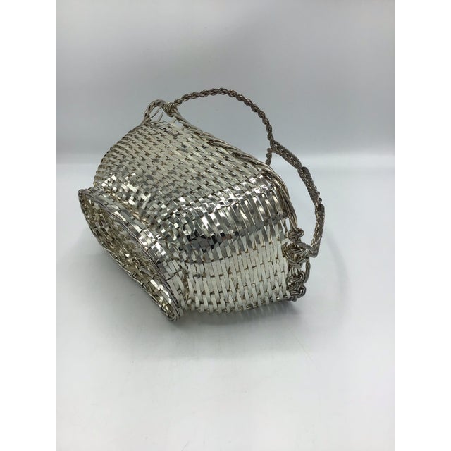 Mid 20th Century Vintage French Wine Basket Caddy Woven Wire Christofle Style For Sale - Image 5 of 8