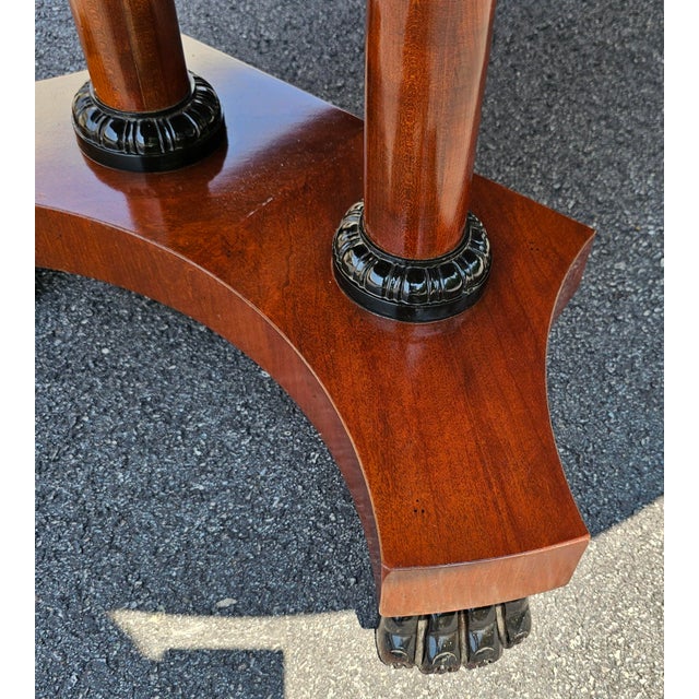 Vintage Baker Furniture Palladian Collection Round Neoclassical Cherry Wood and Parcel Ebonized Extension Pedestal Dining Table For Sale In Washington DC - Image 6 of 10