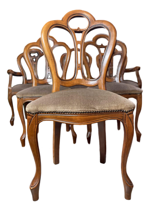 Vintage Italian Walnut Veneer Dining Chairs, Set of 6