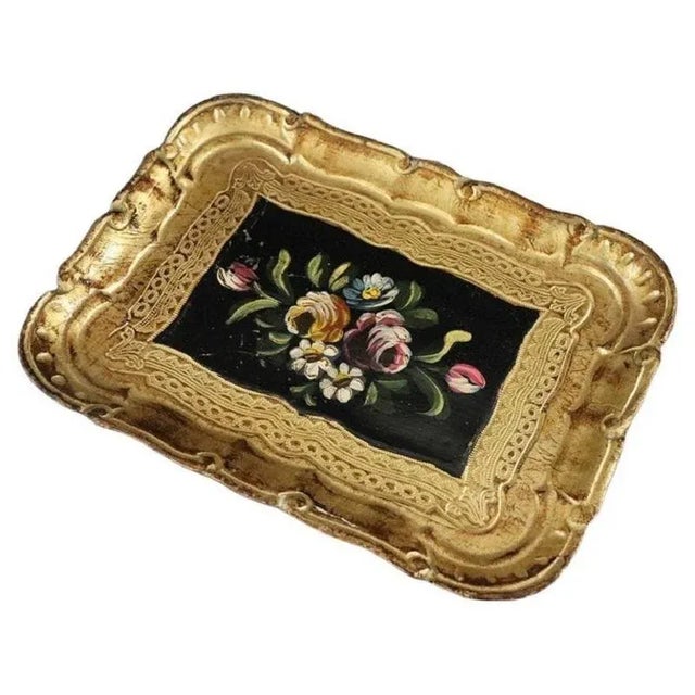 Hand-Painted Wood Tray, 1980s For Sale - Image 11 of 11