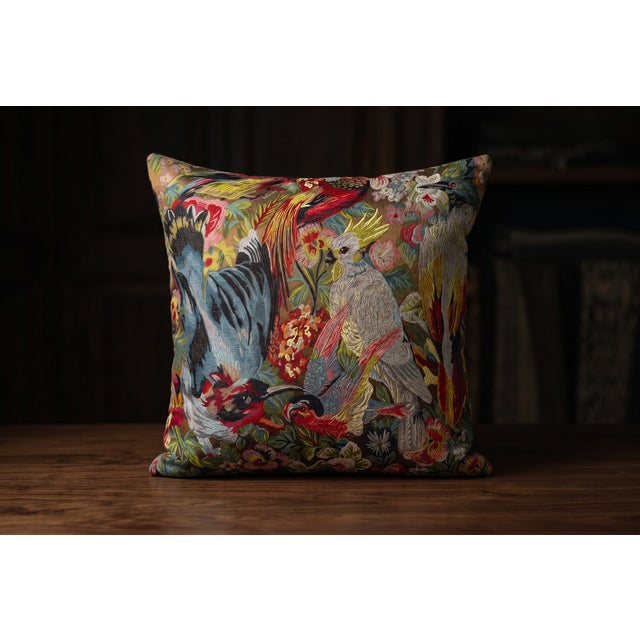 Exotic Bird Jacquard Woven Cushion Cover For Sale - Image 4 of 15