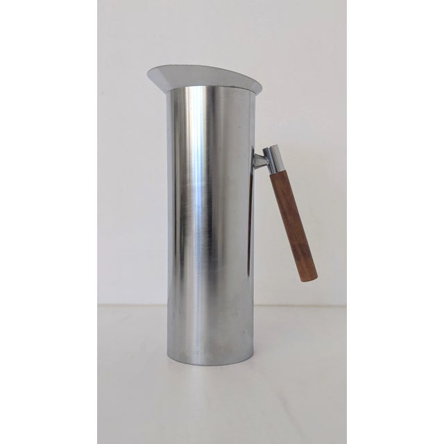 Wood Mid-Century Italian Brushed Steel Pitcher With Wood Handle For Sale - Image 7 of 7