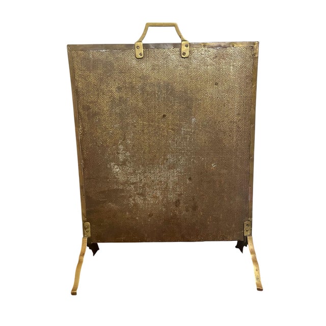 Vintage Fireplace Screen With Embossed Sailing Ship For Sale - Image 4 of 5