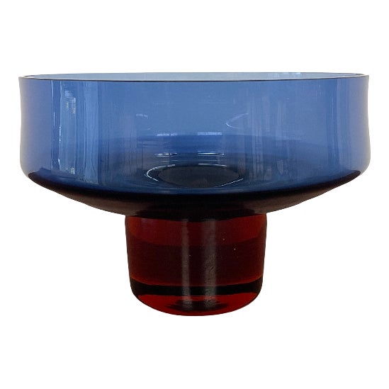 Blue and Green Art Glass Bowl attributed to Bo Borgström for Åseda Glasbruk, Sweden, 1960s For Sale