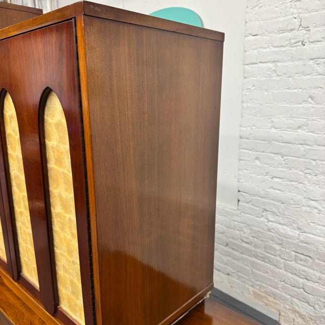 MCM Walnut & Mother of Pearl Sideboard With Bar Cabinet For Sale - Image 15 of 18