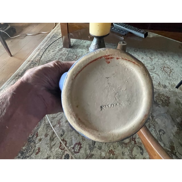 Vintage Arts and Crafts Mission Niloak Ozark Blue Art Pottery Vase For Sale - Image 4 of 4