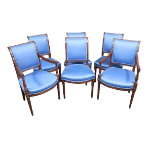 Mahogany & Upholstered Dining Chairs Set/6