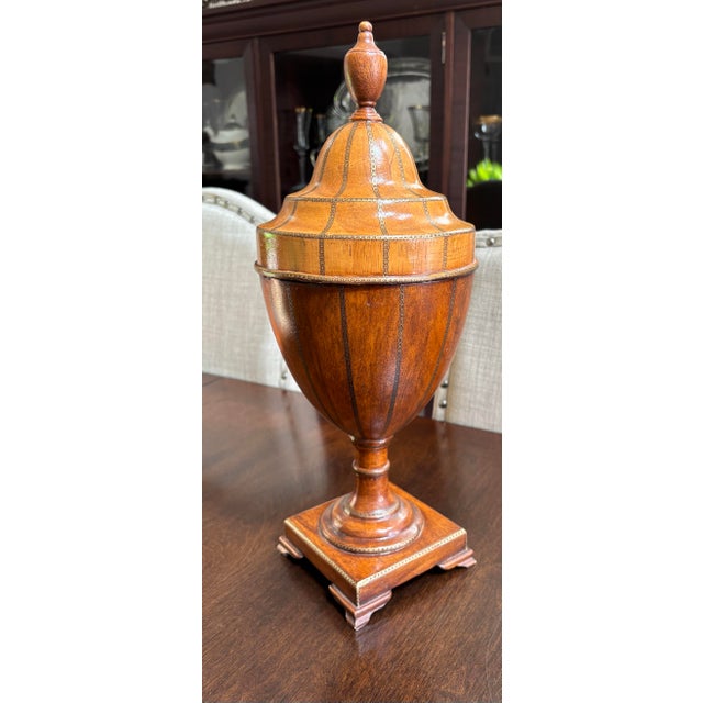 Antique Edwardian Inlaid Satinwood Cutlery Urn 16” For Sale - Image 4 of 12