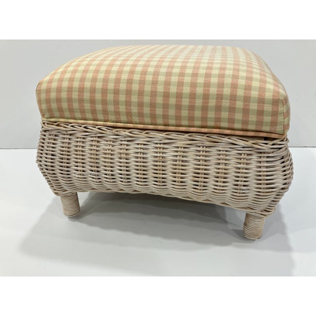 Vintage Pair of Petite Wicker Ottomans For Sale - Image 4 of 9