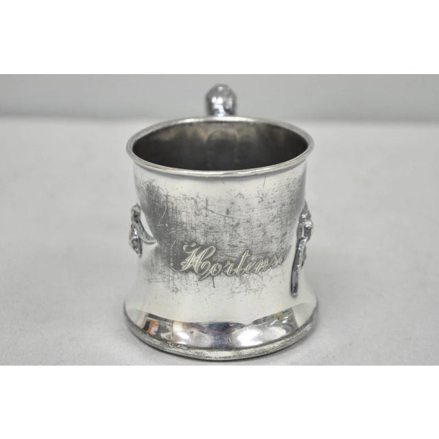 Art Nouveau Antique Forbes Silver Co Art Nouveau Floral Monogramed Silver Plated Shaving Mug For Sale - Image 3 of 15