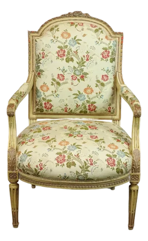 1930s French Louis XV Style Arm Chair With Stunning Foliate Upholstery