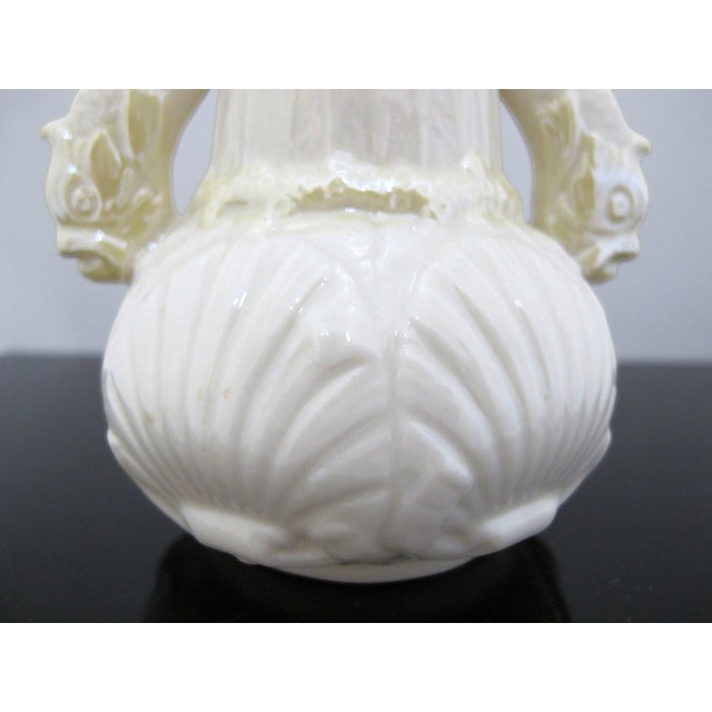 Belleek Double Dolphin Handle Luster Spill Vase 1965-1980 Green 6th Mark For Sale - Image 9 of 11