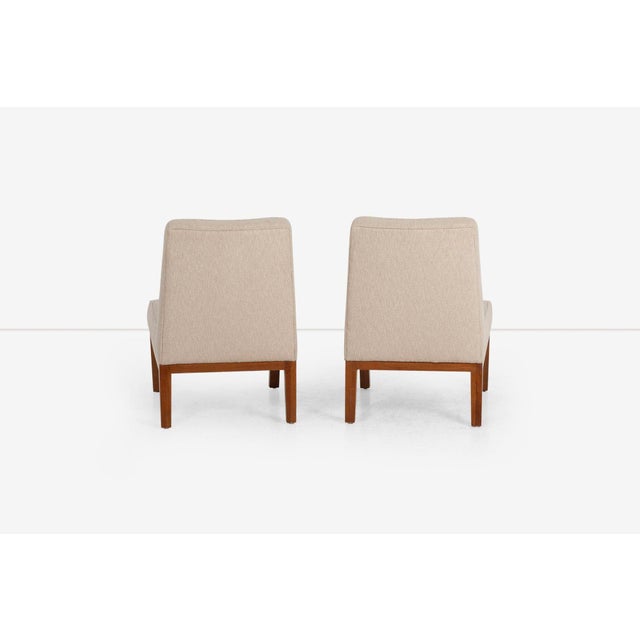 Tan Edward Wormley for Dunbar Pair of Slipper Chairs 1950s For Sale - Image 8 of 12