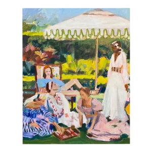 "Lunching Ladies" Contemporary Figurative Original Fine Art Print by Michelle Heimann