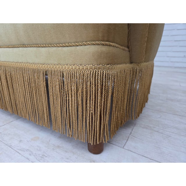 Danish Oak Three-Seater Sofa with Velour Upholstery, 1970s For Sale - Image 17 of 18