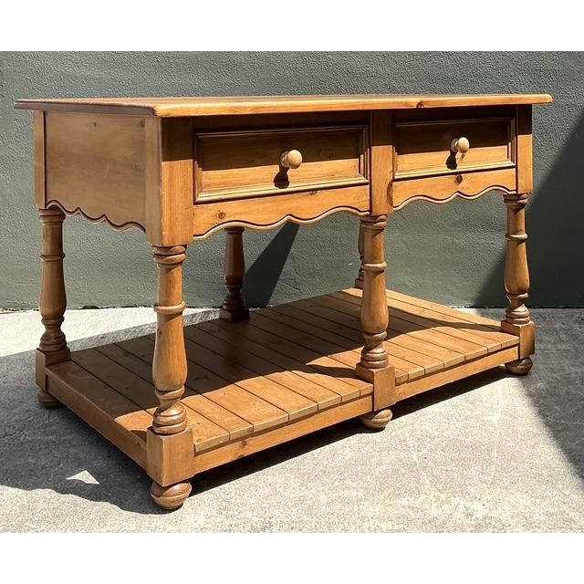 Vintage Knotty Pine Plank Center Island For Sale In West Palm - Image 6 of 12