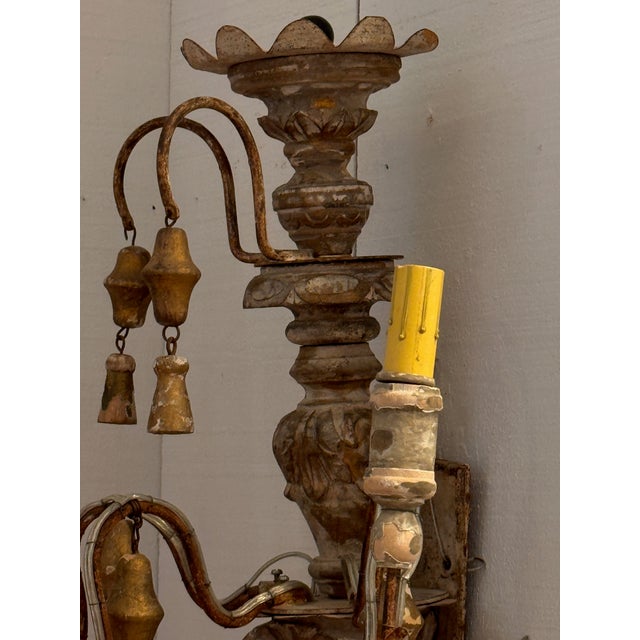 1920s Decorative Wall Sconces With Hanging Bells - a Pair For Sale - Image 13 of 15