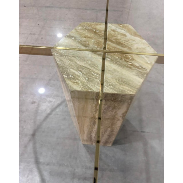 Postmodern Postmod Italian Marble Glass Dining Table For Sale - Image 3 of 10