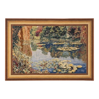 Vintage Belgian Jacquard Tapestry After Claude Monet’s Giverny Water Lily Pond, 65” For Sale