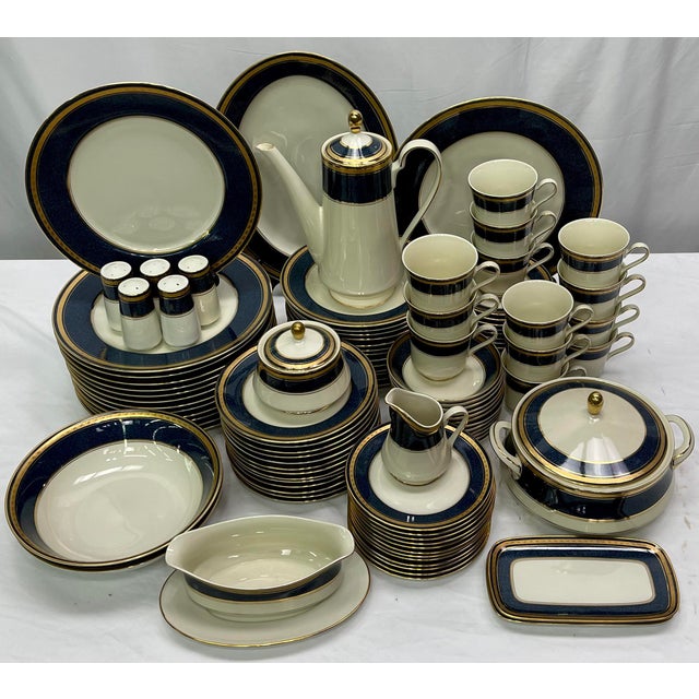 Mikasa Grand Ivory Imperial Lapis Dinnerware & Serveware Set of 97