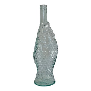 1980s Italian Glass Wine Bottle, Fish Shaped Design For Sale