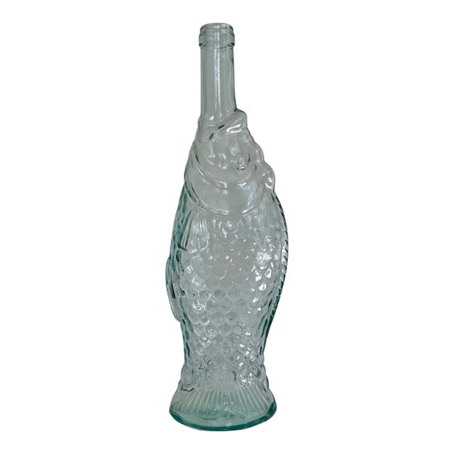 1980s Italian Glass Wine Bottle, Fish Shaped Design For Sale