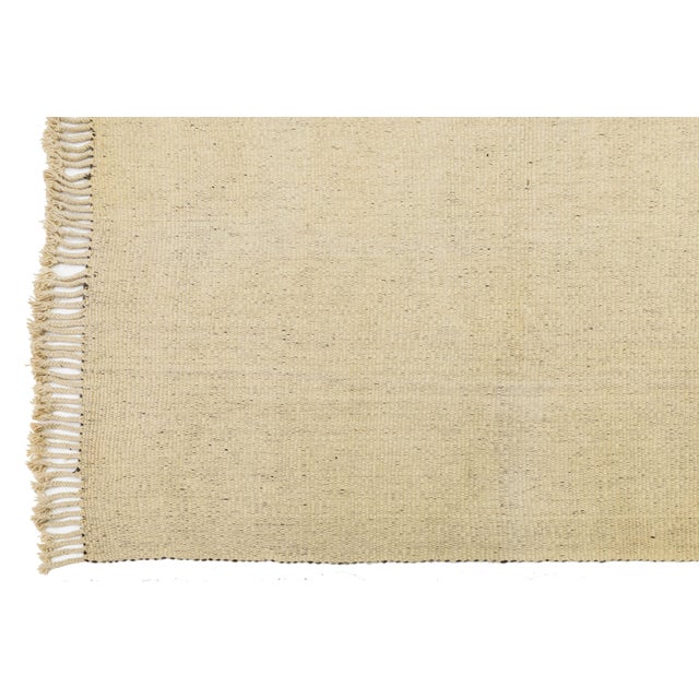 Minimalist Two-Tone Contemporary Kilim Style Wool Rug 9x13 For Sale In New York - Image 6 of 11