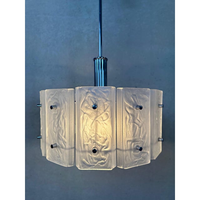 Vintage Pendant Lamp in Glass & Chrome, 1970s For Sale - Image 12 of 12