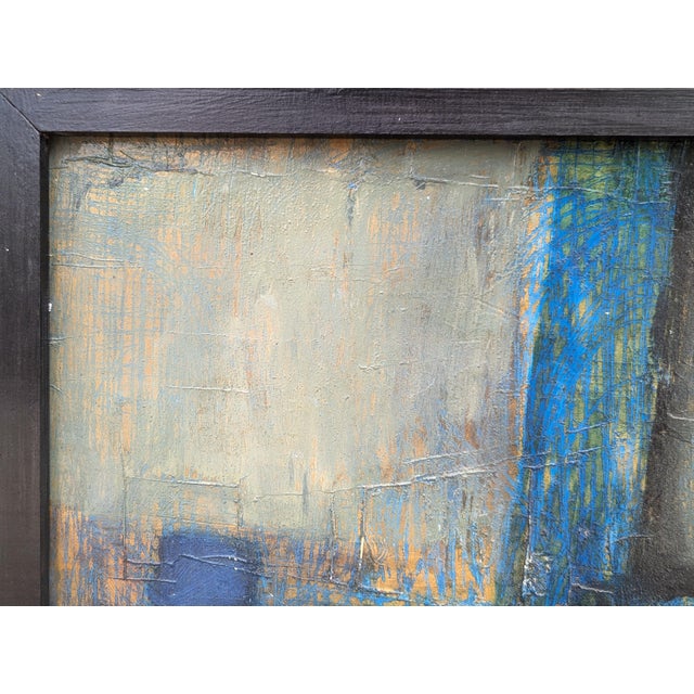 Late 20th Century David Adickes "Abstract- Blue w/ One Gold Square" Modern Cubist Inspired Abstract Painting, 20th Century For Sale - Image 5 of 11