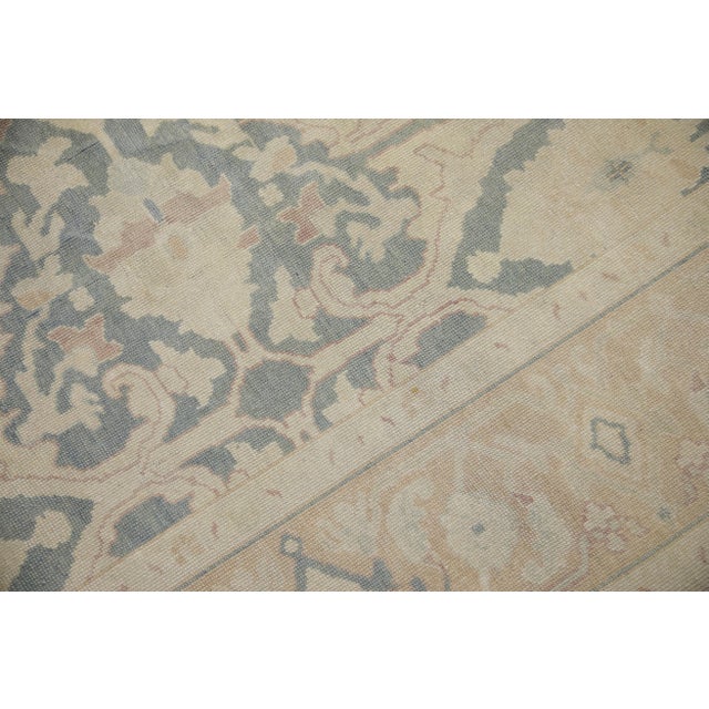 Turkish Oushak Rug Sky Blue & Soft Peach Handwoven Wool Rug 9'5" X 11'9" For Sale - Image 4 of 7