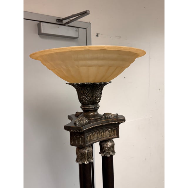 Pacific Coast Lighting Neoclassical Bronze-Tone Torchiere Floor Lamp For Sale - Image 4 of 14