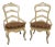 Country French Cream Distressed Ladderback Arm Chairs -A Pair For Sale
