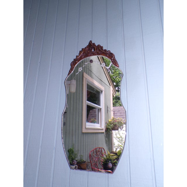 Vintage Art Deco Venetian Style Etched Wall Mirror For Sale - Image 4 of 12