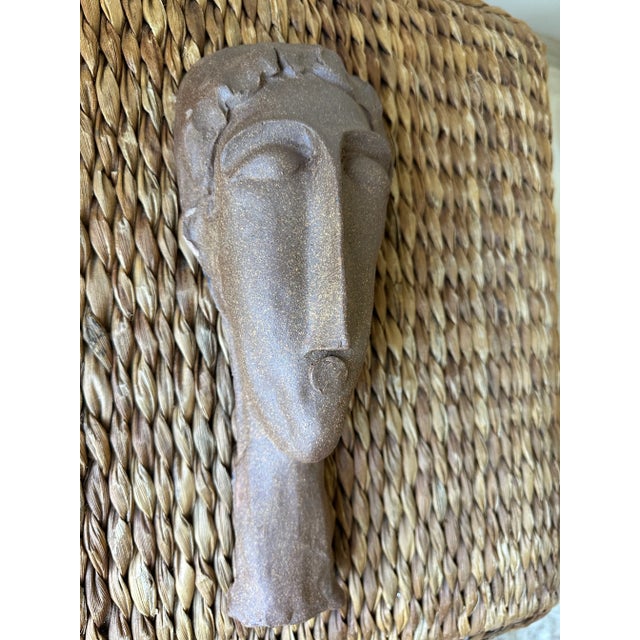 Vintage Large 12.5” Handmade Signed Modigliani Style Bust Sculpture For Sale - Image 14 of 15