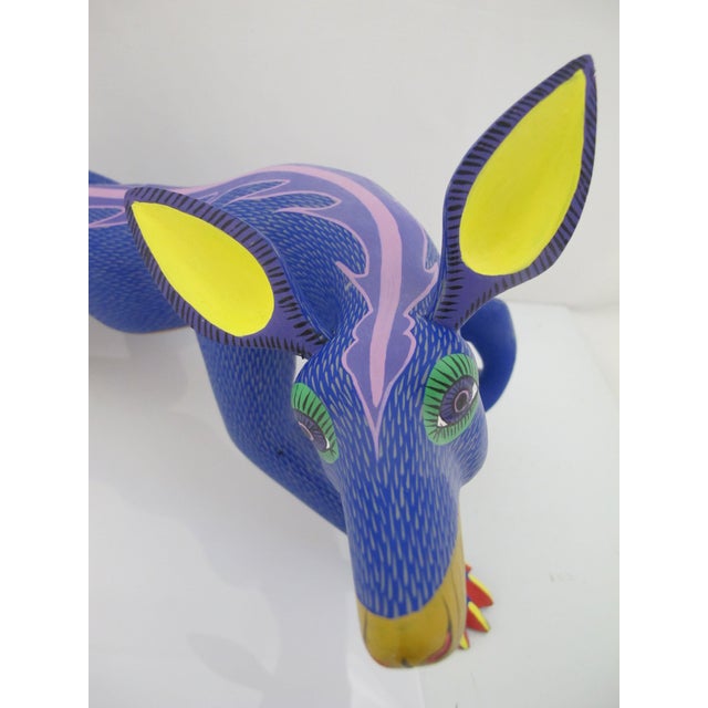 Large Alebrije Colorful Fox Mexican Folk Art Wood Carving Figurine Sculpture For Sale - Image 4 of 15