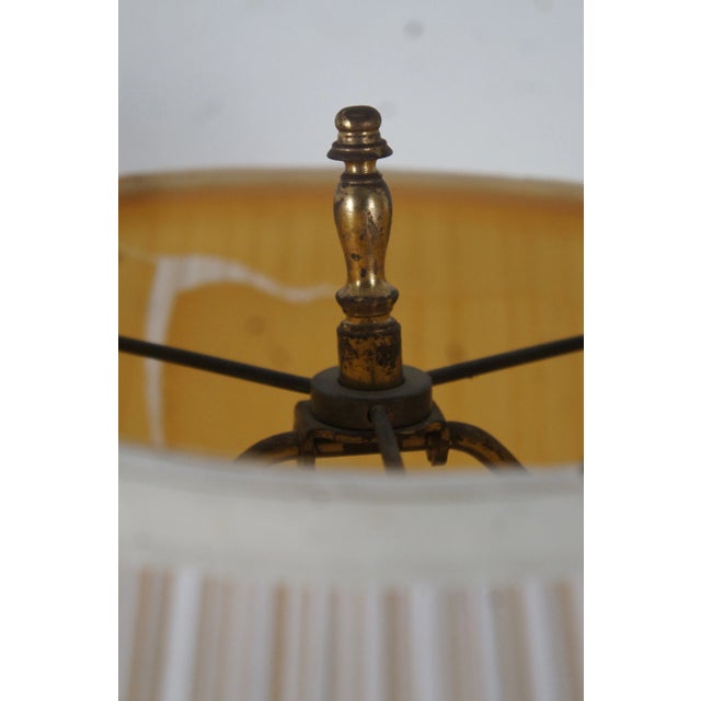 Metal Vintage Mid 20th Century Stiffel Hollywood Regency Brass & Porcelain Candlestick Table Lamp For Sale - Image 7 of 13