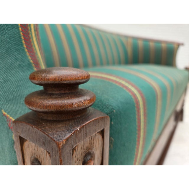 1950s Vintage Danish Two-Seater Sofa in Green Furniture Wool and Oak, 1950s For Sale - Image 5 of 18
