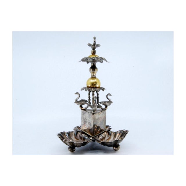 Silver Toothpick Holder with Three Shell-Shaped Holders For Sale - Image 10 of 12