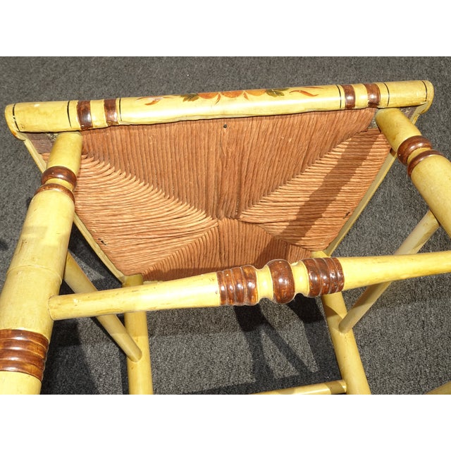 Pair of Two French Country Hand Painted Rush Seat Accent Chairs Chairish