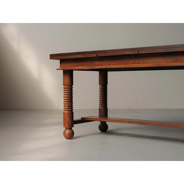 Vintage Extendable Oak Dining Table, France, 1940 For Sale - Image 6 of 18