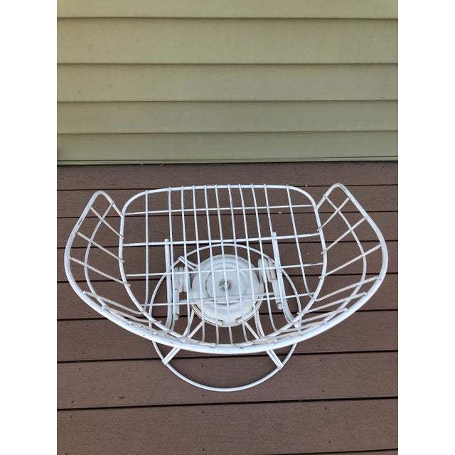 1960s 1960s Mid-Century Modern Homecrest Bottemiller White Metal Wire Swivel Rocker Barrel Chair For Sale - Image 5 of 13