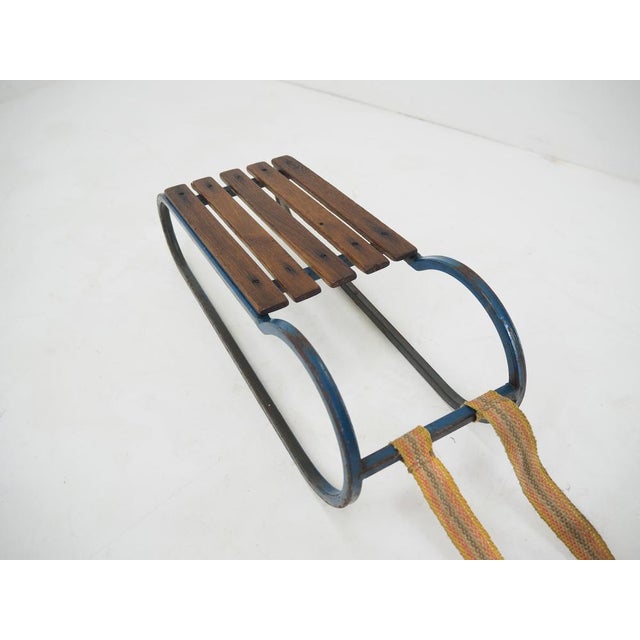 Wood Vintage Children's Sleigh in Steel and Wood, 1920 For Sale - Image 7 of 15