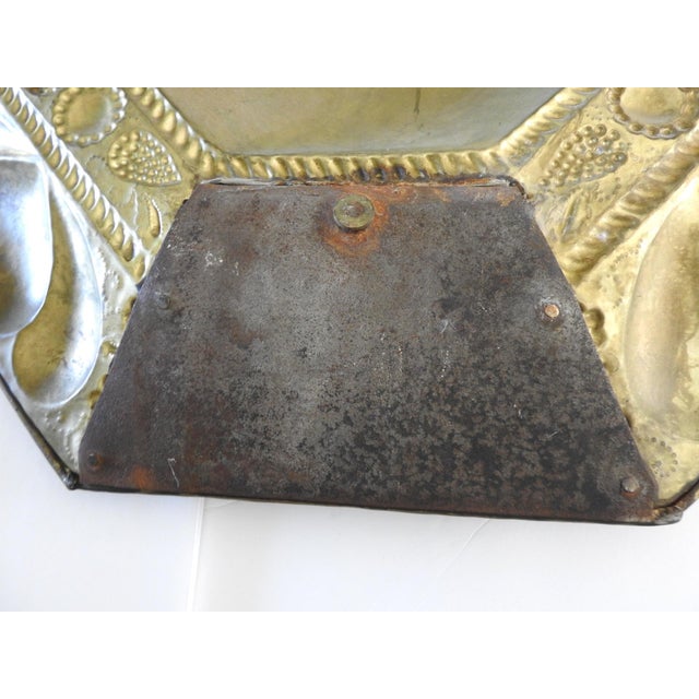 Metal 19th Century Dutch Revival Repoussé Brass Octagonal Wall Plaques - A Pair For Sale - Image 7 of 14