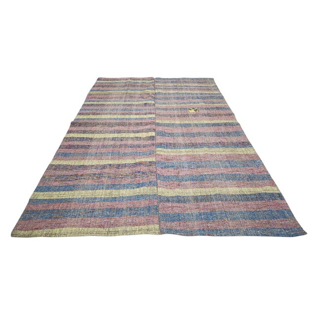 Vintage handwoven rag rug from Adana region of Turkey. Approximately 45-55 years old. In very good condition.