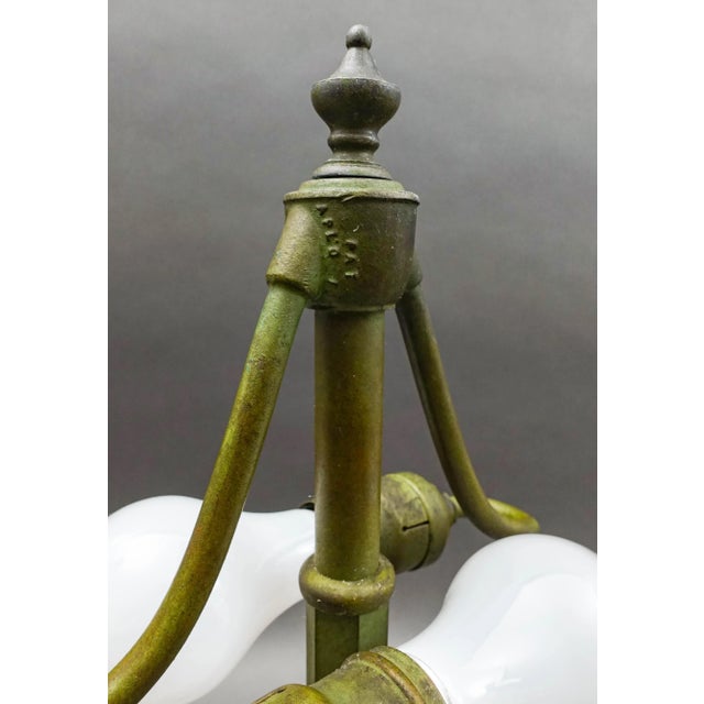 Bradley & Hubbard Vintage Arts and Crafts Leaded Slag Glass Table Lamp For Sale - Image 9 of 10