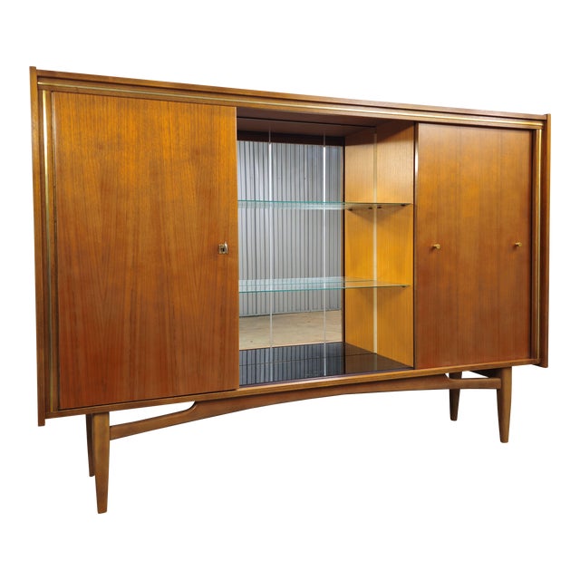 1960s Slim Slick Danish Modern Mid Century Modern Teak Sideboard Bar Cabinet For Sale