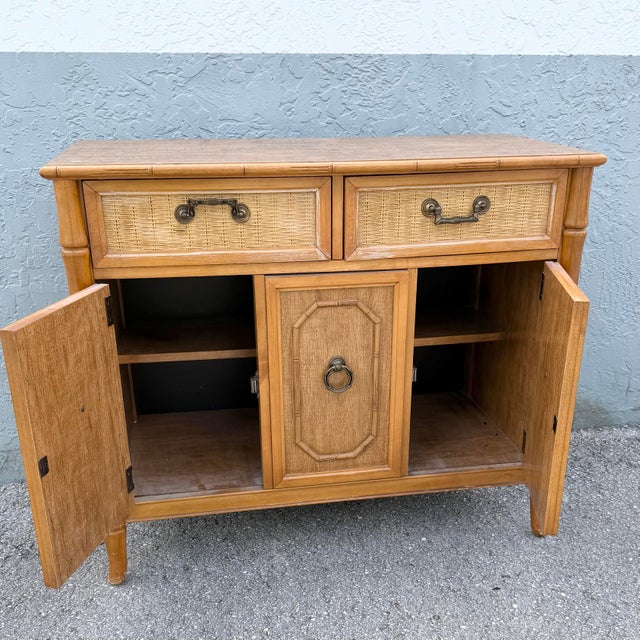 Broyhill Boho Chic Faux Bamboo and Wicker Sideboard by Broyhill For Sale - Image 4 of 11